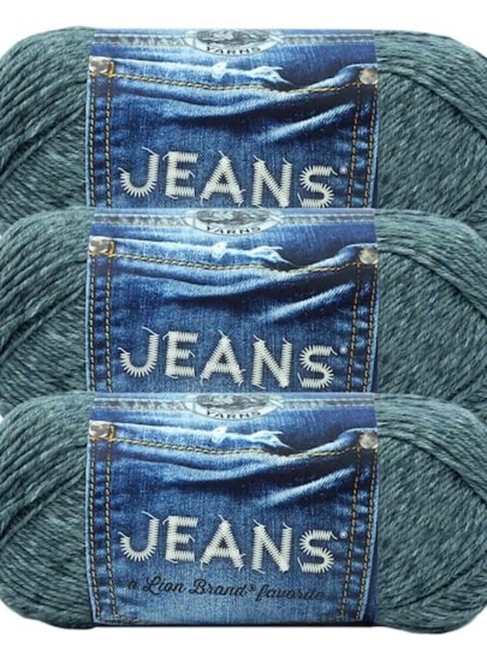 Lion Brand Jeans Yarn Stonewash 109W Lot of 3 Skeins Blue Denim Medium #4